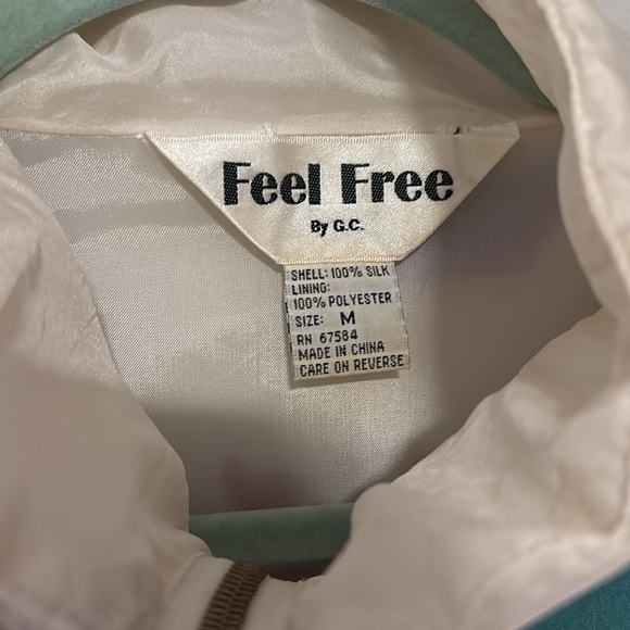 Vintage 100% silk windbreaker Feel Free by G. C. Size medium - Picture 3 of 6